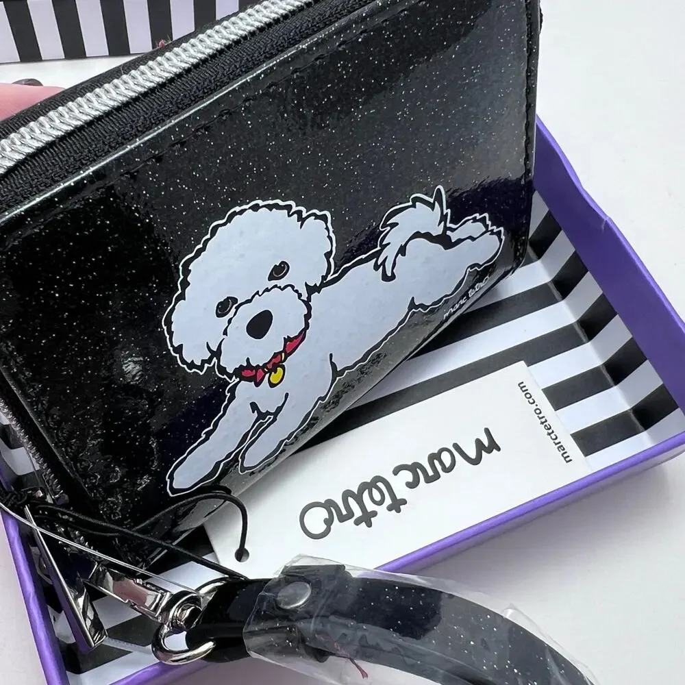 Marc Tetro Bichon Frise Black Zip Wallet, New in Box